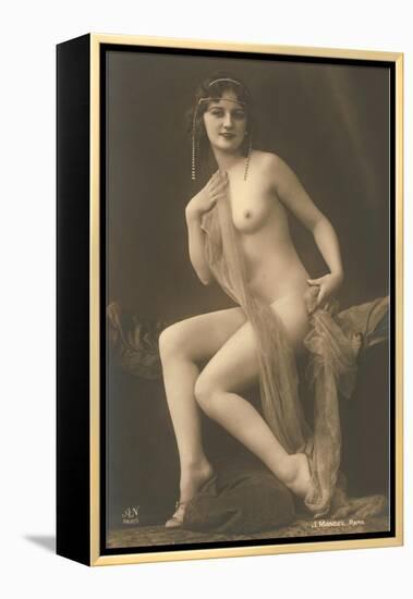 Nude Woman with Wrap-null-Framed Stretched Canvas