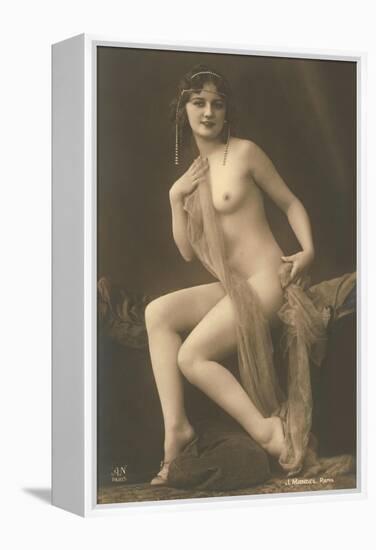 Nude Woman with Wrap-null-Framed Stretched Canvas