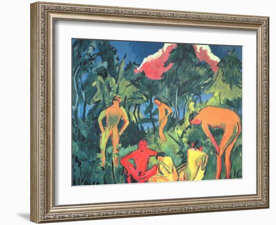 Nudes in the Sun, Moritzburg-Ernst Ludwig Kirchner-Framed Giclee Print