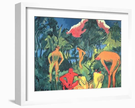 Nudes in the Sun, Moritzburg-Ernst Ludwig Kirchner-Framed Giclee Print