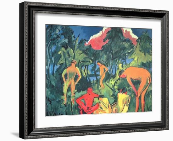 Nudes in the Sun, Moritzburg-Ernst Ludwig Kirchner-Framed Giclee Print