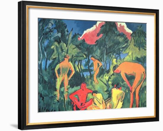 Nudes in the Sun, Moritzburg-Ernst Ludwig Kirchner-Framed Giclee Print