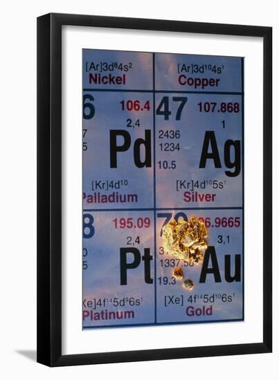 Nuggets of Gold on Periodic Table-David Nunuk-Framed Photographic Print