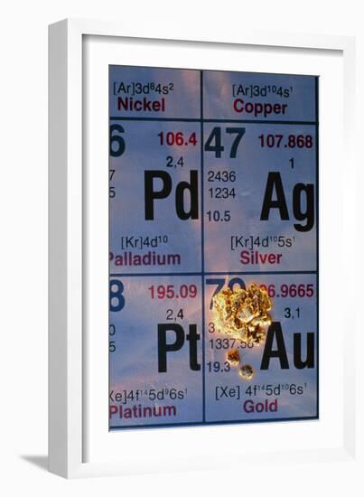 Nuggets of Gold on Periodic Table-David Nunuk-Framed Photographic Print