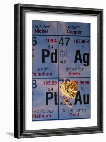 Nuggets of Gold on Periodic Table-David Nunuk-Framed Photographic Print