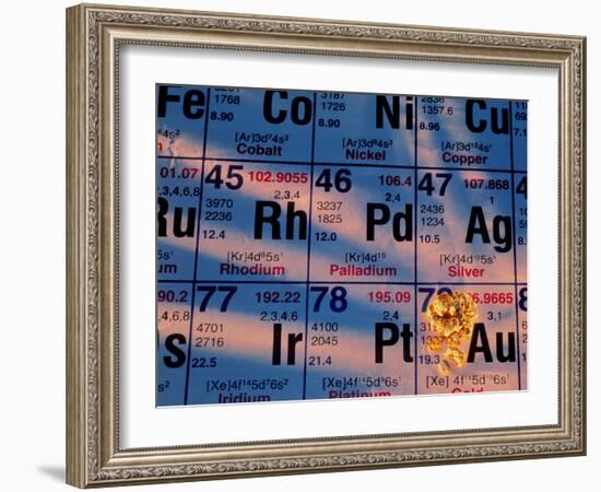 Nuggets of Gold on Periodic Table-David Nunuk-Framed Photographic Print