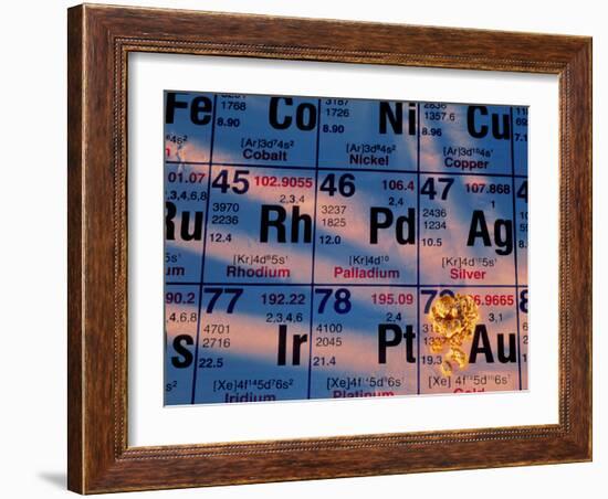 Nuggets of Gold on Periodic Table-David Nunuk-Framed Photographic Print