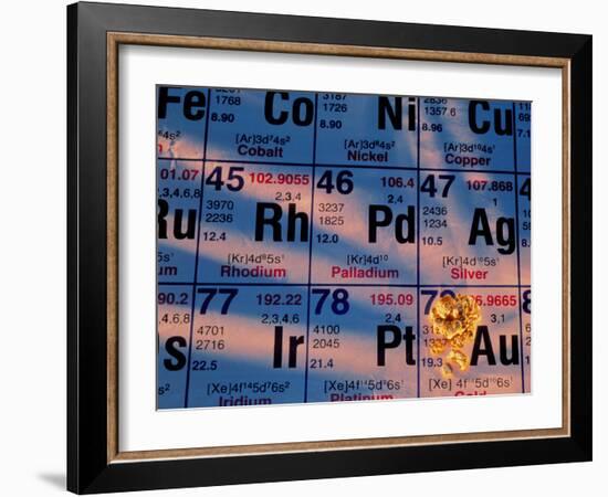 Nuggets of Gold on Periodic Table-David Nunuk-Framed Photographic Print