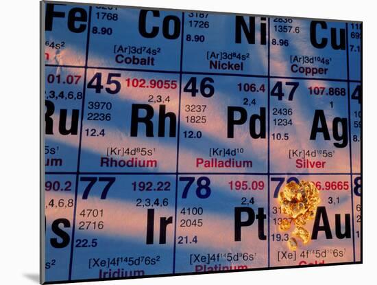 Nuggets of Gold on Periodic Table-David Nunuk-Mounted Photographic Print