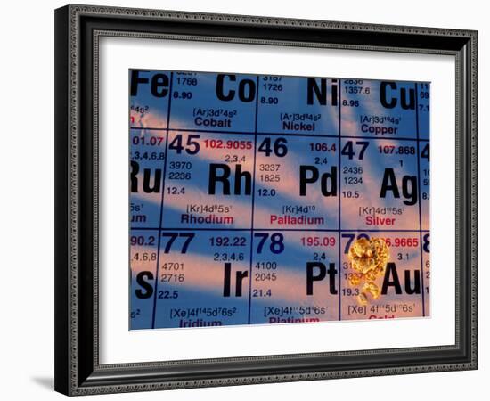 Nuggets of Gold on Periodic Table-David Nunuk-Framed Photographic Print