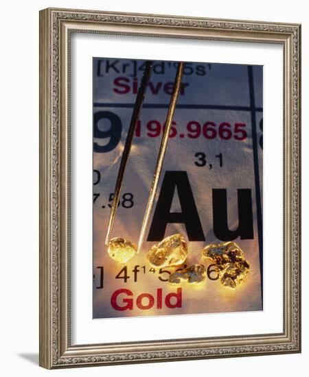 Nuggets of Gold on Periodic Table-David Nunuk-Framed Photographic Print