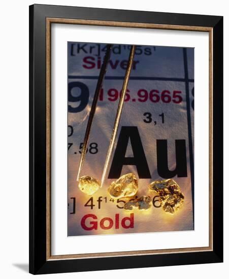 Nuggets of Gold on Periodic Table-David Nunuk-Framed Photographic Print