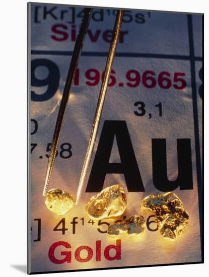 Nuggets of Gold on Periodic Table-David Nunuk-Mounted Photographic Print