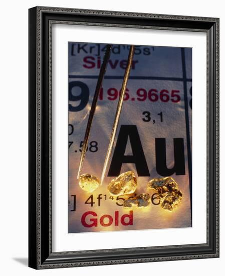 Nuggets of Gold on Periodic Table-David Nunuk-Framed Photographic Print