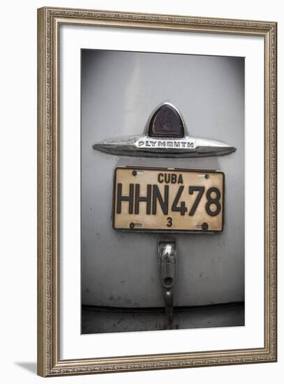 Number Plate of Classic 50s Car, Havana, Cuba-Jon Arnold-Framed Photographic Print