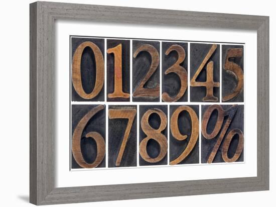 Numbers from Zero to Nine and Percent Symbol-PixelsAway-Framed Art Print