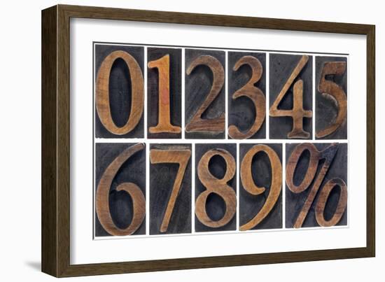 Numbers from Zero to Nine and Percent Symbol-PixelsAway-Framed Art Print