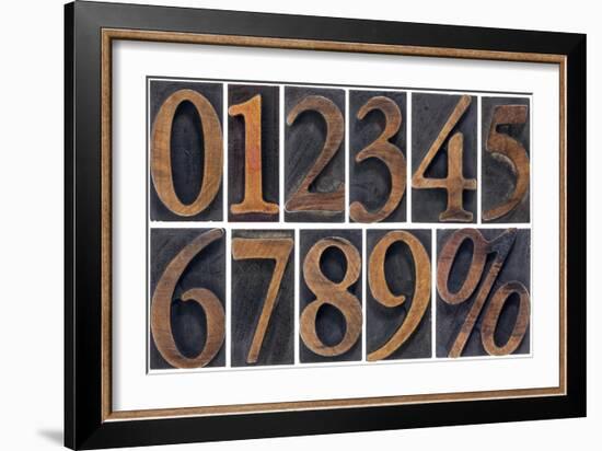 Numbers from Zero to Nine and Percent Symbol-PixelsAway-Framed Art Print