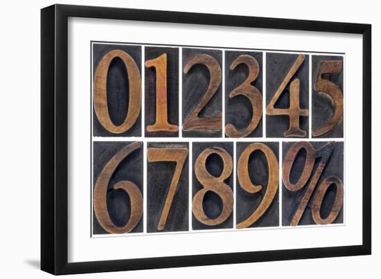 Numbers from Zero to Nine and Percent Symbol-PixelsAway-Framed Art Print