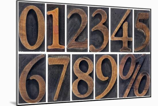 Numbers from Zero to Nine and Percent Symbol-PixelsAway-Mounted Art Print