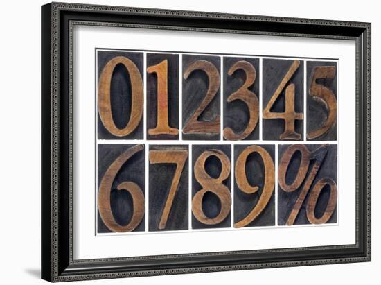 Numbers from Zero to Nine and Percent Symbol-PixelsAway-Framed Art Print