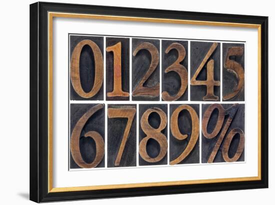 Numbers from Zero to Nine and Percent Symbol-PixelsAway-Framed Art Print