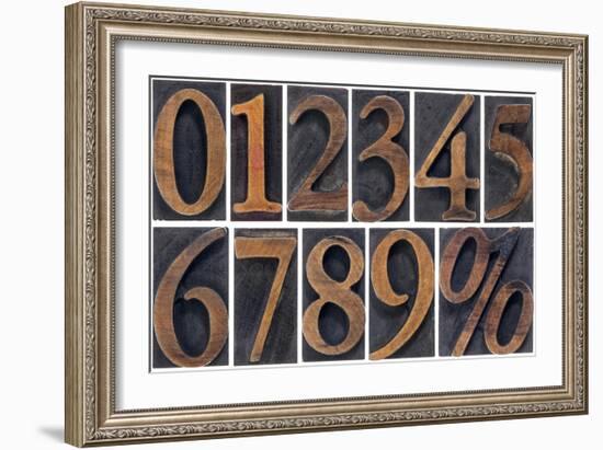 Numbers from Zero to Nine and Percent Symbol-PixelsAway-Framed Premium Giclee Print