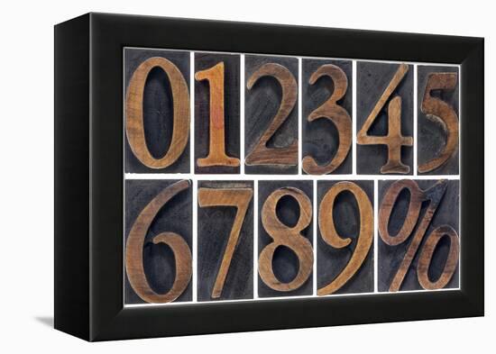 Numbers from Zero to Nine and Percent Symbol-PixelsAway-Framed Stretched Canvas