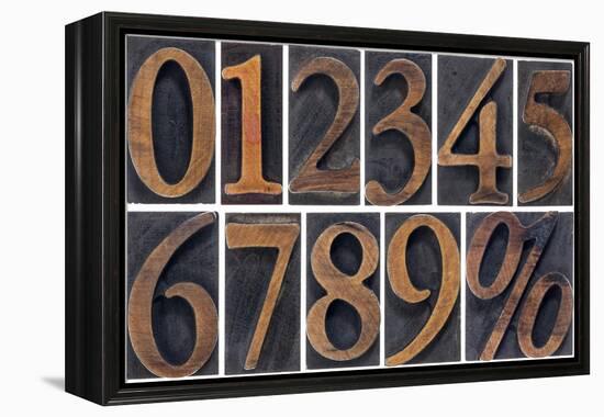 Numbers from Zero to Nine and Percent Symbol-PixelsAway-Framed Stretched Canvas