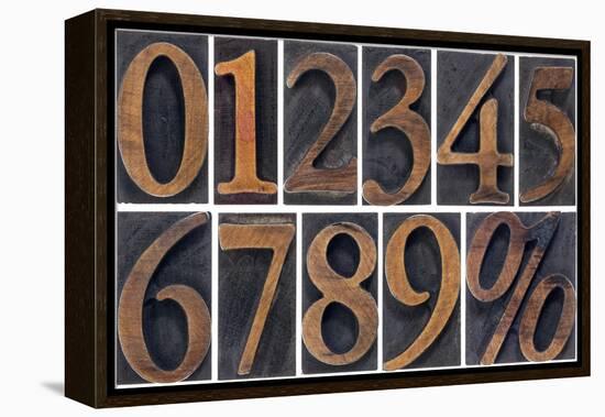 Numbers from Zero to Nine and Percent Symbol-PixelsAway-Framed Stretched Canvas