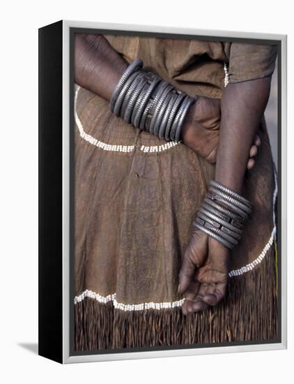 Numerous Decorated Iron Bracelets Worn by a Datoga Woman, Tanzania-Nigel Pavitt-Framed Premier Image Canvas