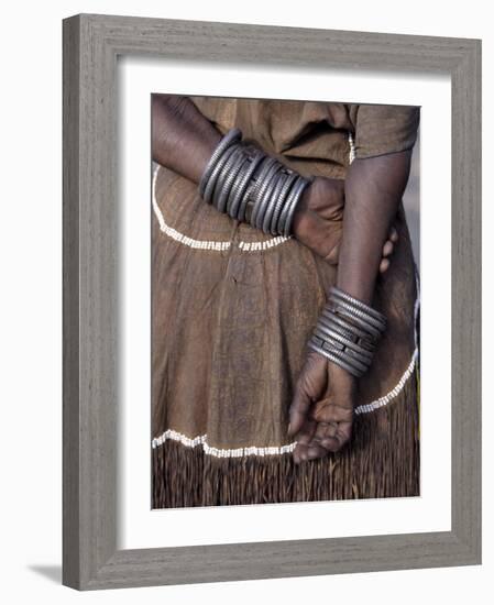 Numerous Decorated Iron Bracelets Worn by a Datoga Woman, Tanzania-Nigel Pavitt-Framed Photographic Print