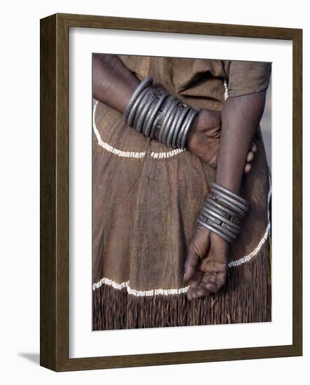 Numerous Decorated Iron Bracelets Worn by a Datoga Woman, Tanzania-Nigel Pavitt-Framed Photographic Print