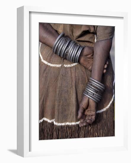 Numerous Decorated Iron Bracelets Worn by a Datoga Woman, Tanzania-Nigel Pavitt-Framed Photographic Print