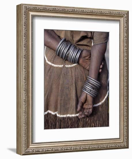 Numerous Decorated Iron Bracelets Worn by a Datoga Woman, Tanzania-Nigel Pavitt-Framed Photographic Print