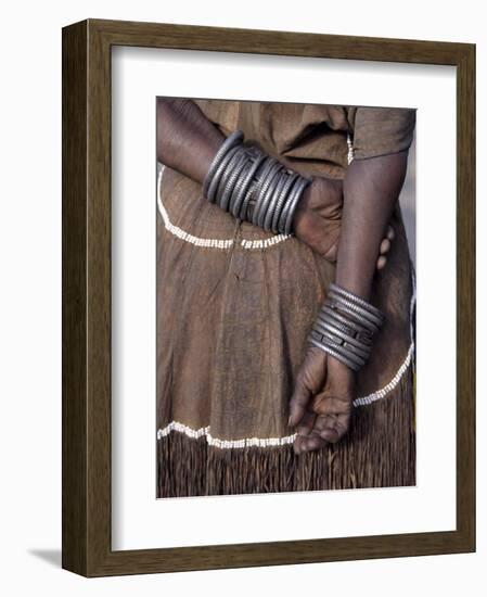 Numerous Decorated Iron Bracelets Worn by a Datoga Woman, Tanzania-Nigel Pavitt-Framed Photographic Print