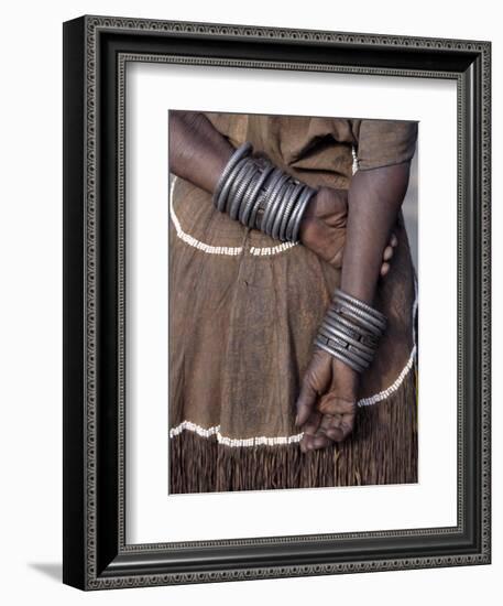 Numerous Decorated Iron Bracelets Worn by a Datoga Woman, Tanzania-Nigel Pavitt-Framed Photographic Print