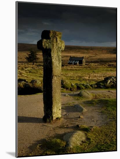 Nun's Cross, with Nun's Cross Farm Behind, Stormy Sky, Dartmoor Np, Devon, UK-Ross Hoddinott-Mounted Photographic Print