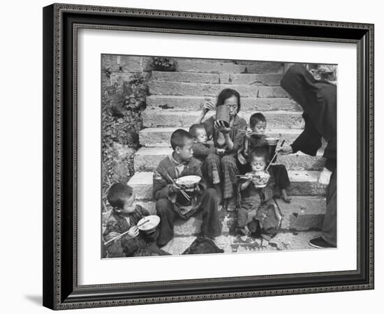 Nuns Administering Care and Food to a Needy Family, During the Famine-null-Framed Photographic Print