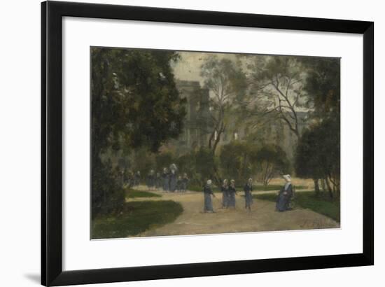 Nuns and Schoolgirls in the Tuileries Gardens, Paris, 1870S-1880S-Stanislas Lepine-Framed Giclee Print