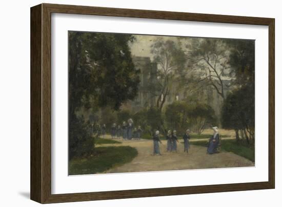 Nuns and Schoolgirls in the Tuileries Gardens, Paris, 1870S-1880S-Stanislas Lepine-Framed Giclee Print