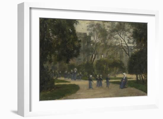 Nuns and Schoolgirls in the Tuileries Gardens, Paris, 1870S-1880S-Stanislas Lepine-Framed Giclee Print
