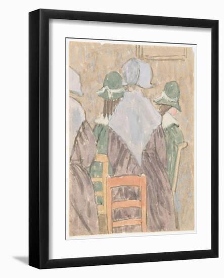 Nuns and Schoolgirls Standing in Church (W/C on Paper)-Gwen John-Framed Giclee Print