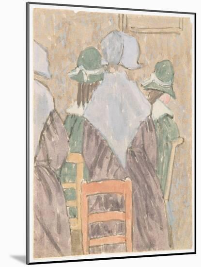 Nuns and Schoolgirls Standing in Church (W/C on Paper)-Gwen John-Mounted Giclee Print