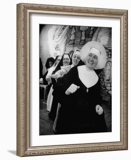Nuns Putting on Original Musical Comedy at University of Notre Dame-null-Framed Photographic Print