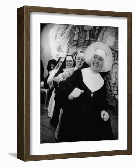 Nuns Putting on Original Musical Comedy at University of Notre Dame-null-Framed Photographic Print