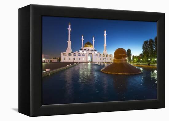 Nur Astana Mosque at Dusk, Astana, Kazakhstan, Central Asia-Gavin Hellier-Framed Premier Image Canvas