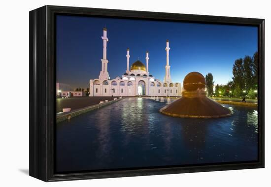 Nur Astana Mosque at Dusk, Astana, Kazakhstan, Central Asia-Gavin Hellier-Framed Premier Image Canvas