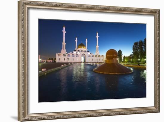 Nur Astana Mosque at Dusk, Astana, Kazakhstan, Central Asia-Gavin Hellier-Framed Photographic Print