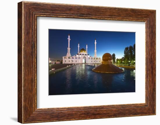 Nur Astana Mosque at Dusk, Astana, Kazakhstan, Central Asia-Gavin Hellier-Framed Photographic Print